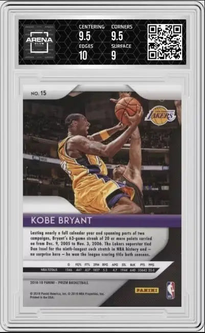 2018-19 Panini Prizm Kobe Bryant #15 Basketball AC 9.5 - Basketball Card Single
