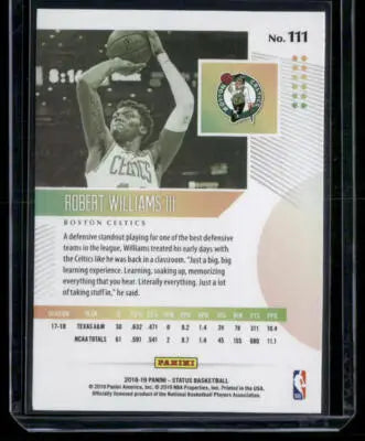 2018-19 Panini Status Robert Williams III #111 RC Basketball - Basketball Card Single