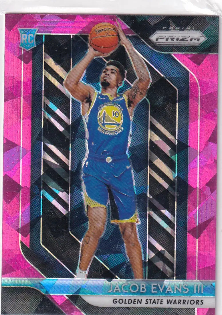 2018-19 PRIZM #212 JACOB EVANS II PINK CRACKED ICE- GOLDEN STATE WARRIORS