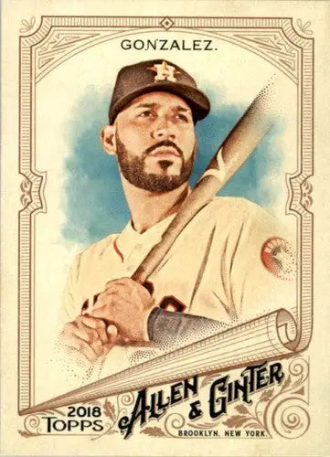 2018 Topps Allen & Ginter Marwin Gonzalez baseball card with bearded player holding bat