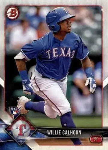 Willie Calhoun baseball card 2018 Bowman rookie Rangers with original gloss NM-MT