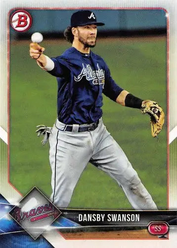 Original gloss 2018 Bowman Dansby Swanson baseball card featuring Simply Sandoval Braves