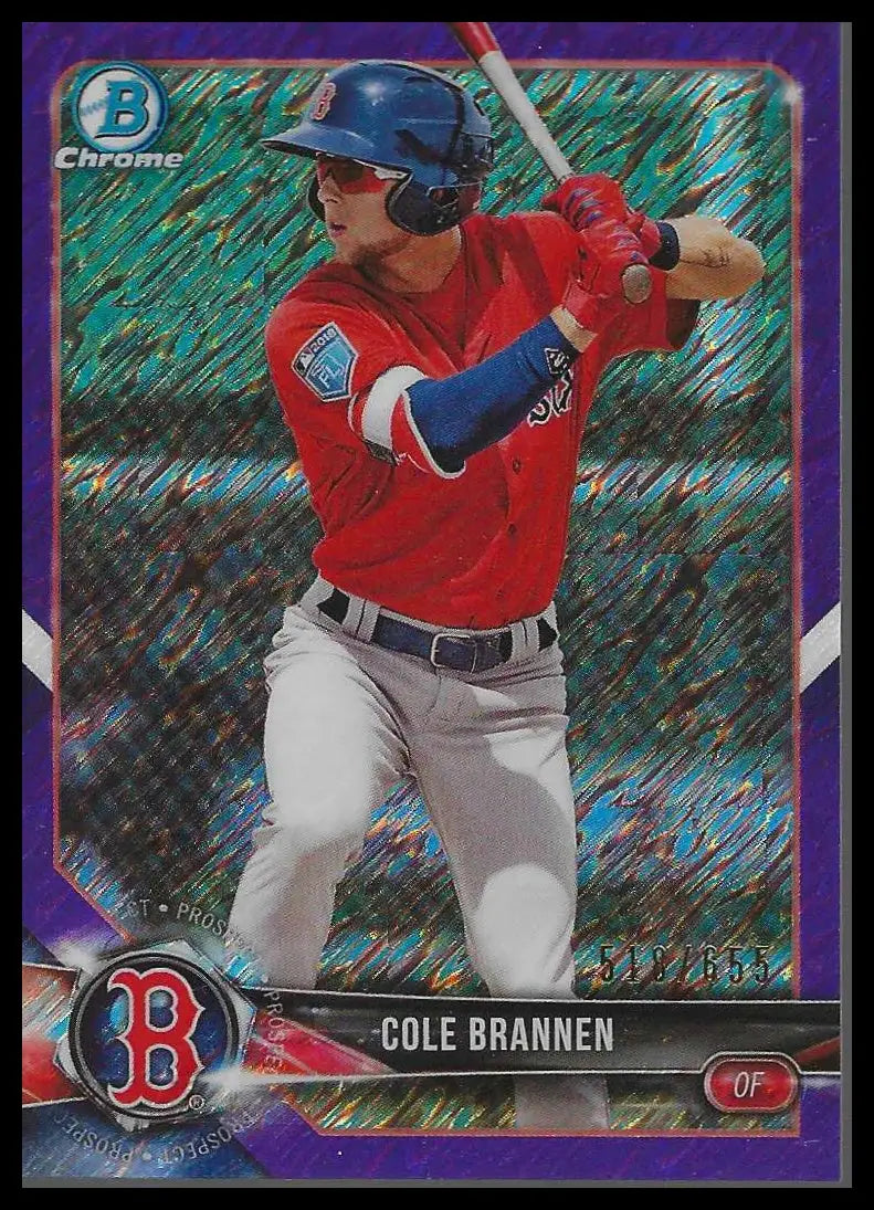 2018 Bowman Chrme Prospects Prpl Shimmer Refractor BCP154 Cole Brannen #518/655