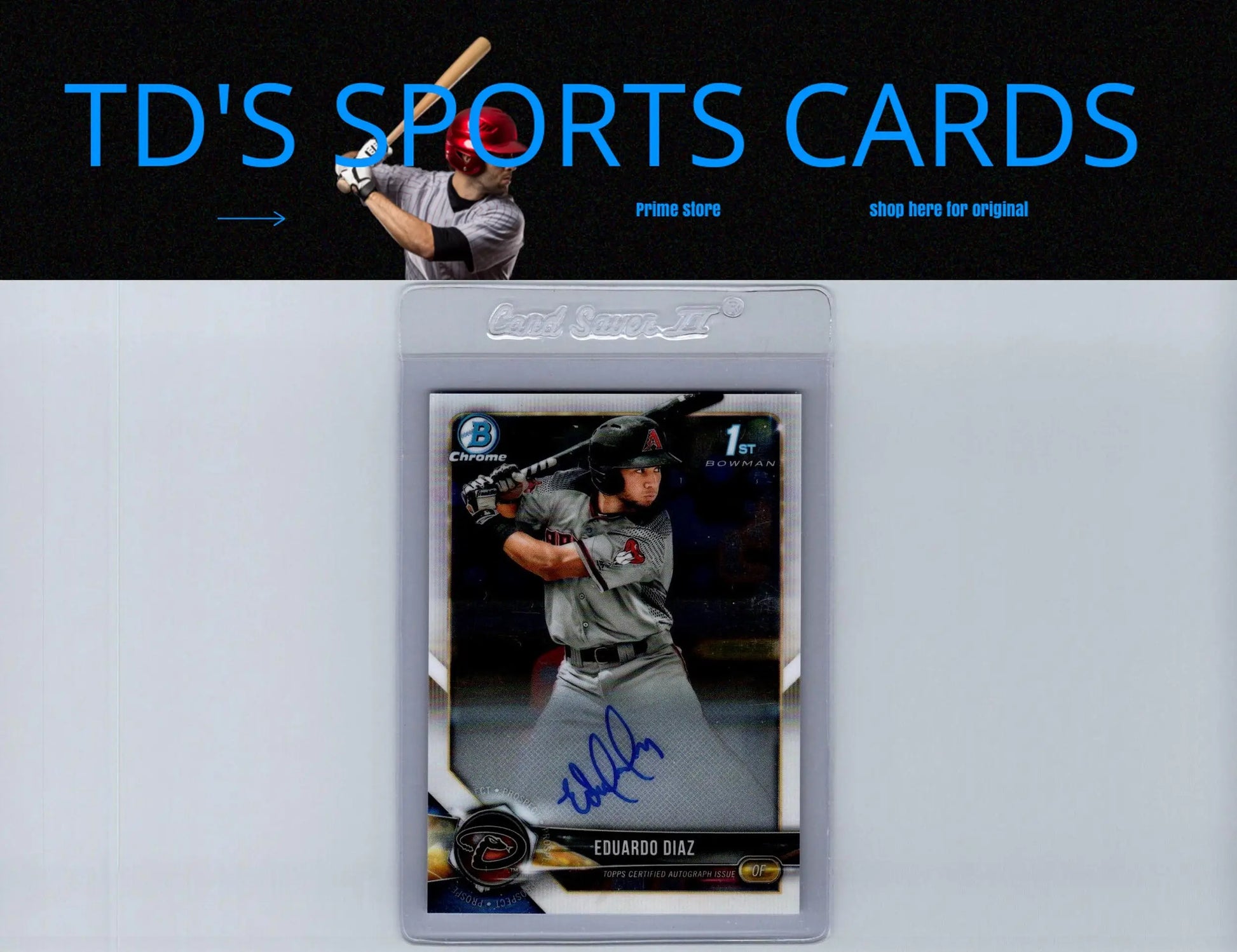 Signed baseball card featuring Eduardo Diaz prospects autographs from 2018 Bowman Chrome