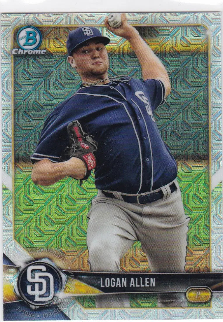 2018 Bowman Chrome MOJO BCP99 Logan Allen San Diego Padres baseball card image