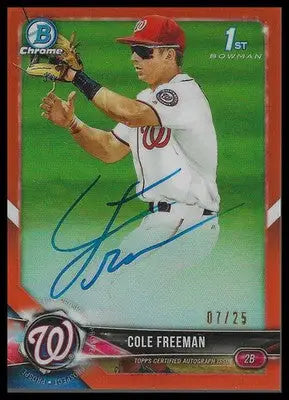 2018 Bowman Chrome Prospects Auto Orange Wave Refractor #BCPA-CF Cole Freeman - Baseball Card Single
