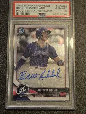 2018 Bowman Chrome Prospects Autographs Brett Cumberland PSA 10 - Baseball Card Single