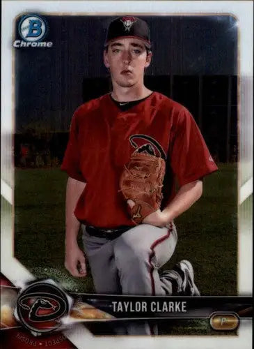 2018 Bowman Chrome prospects baseball card featuring Taylor Clarke with original gloss NM-MT