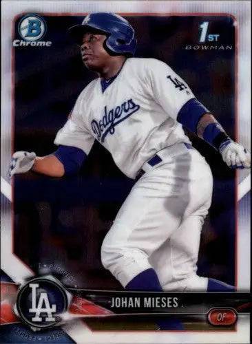 2018 Bowman Chrome Prospects BCP19 Johan Mieses Dodgers baseball card, NM-MT condition