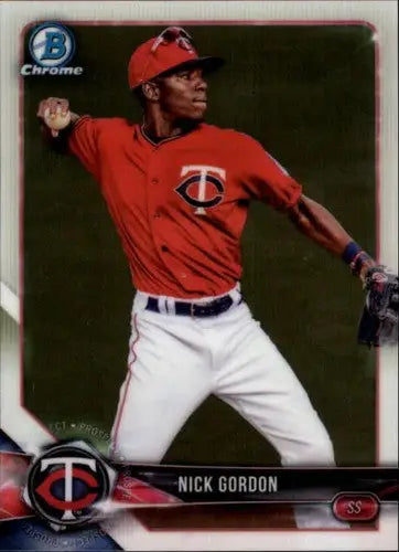 Nick Gordon baseball card from Bowman Chrome Prospects 2018 with original gloss and NM-MT