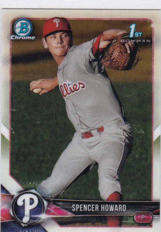 2018 Bowman Chrome Prospects #BCP91 Spencer Howard Philadelphia Phillies - Baseball Card Single