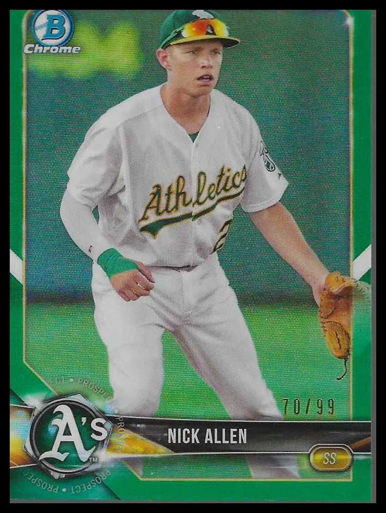 2018 Bowman Chrome Prospects Green Refractor #BCP158 Nick Allen #70/99 - Baseball Card Single