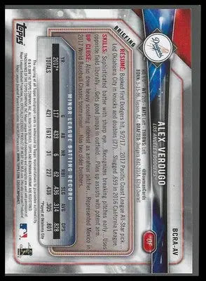 2018 Bowman Chrome Chrome Rookie Autographs #BCRA-AV Alex Verdugo