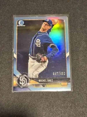 2018 Bowman Draft #BDC-130 Michel Baez Chrome Sky Blue Refractor #/402 - Baseball Card Single