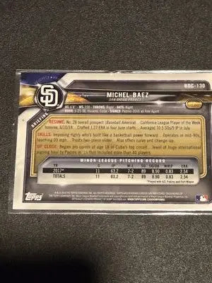 2018 Bowman Draft #BDC-130 Michel Baez Chrome Sky Blue Refractor #/402 - Baseball Card Single