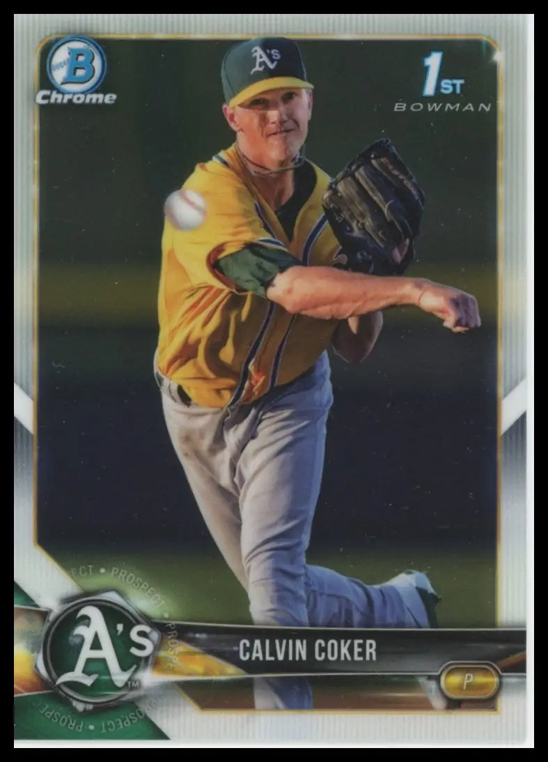 2018 Bowman Draft - Chrome Calvin Coker BDC-92 Oakland Athletics NM - Baseball Card Single