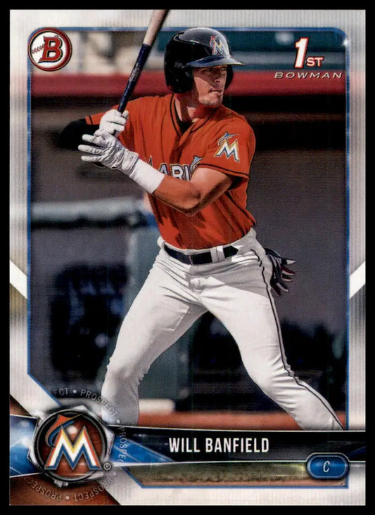 2018 Bowman Draft Will Banfield BD-113 Miami Marlins NM - Baseball Card Single