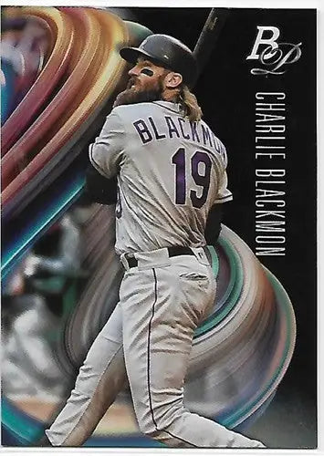 Original gloss Bowman Platinum baseball trading card of Charlie Blackmon Rockies player