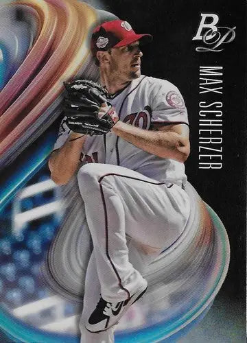 Original gloss Bowman Platinum baseball trading card of Max Scherzer Nationals