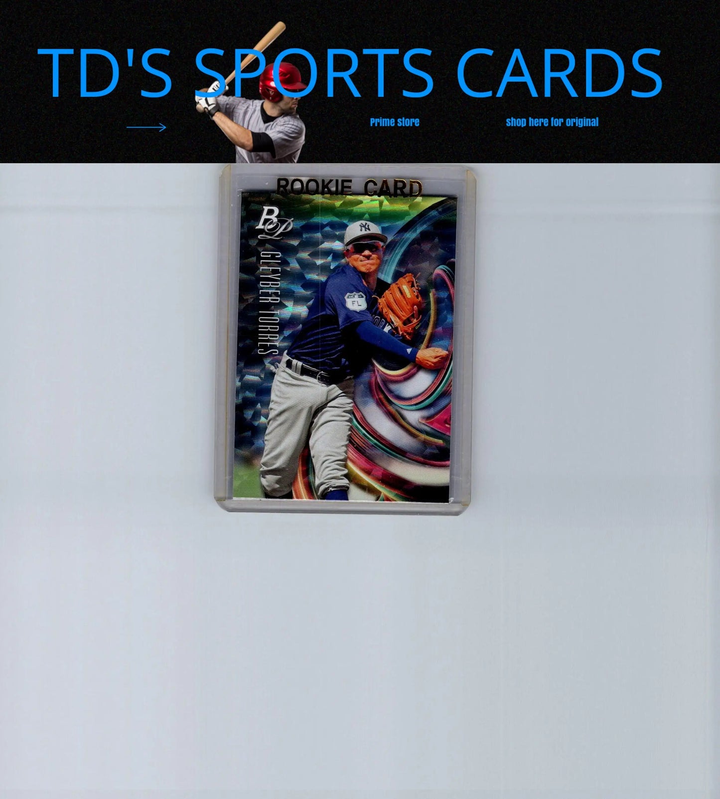 Framed Gleyber Torres rookie card from 2018 Bowman Platinum Top Prospects series