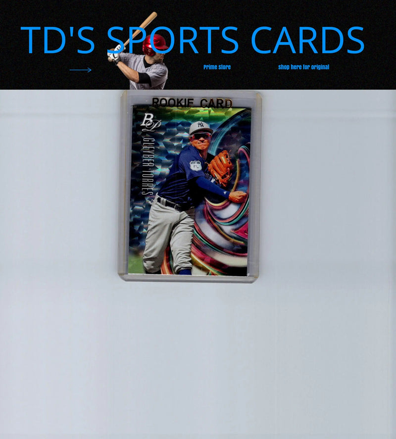 Framed Gleyber Torres rookie card from 2018 Bowman Platinum Top Prospects series