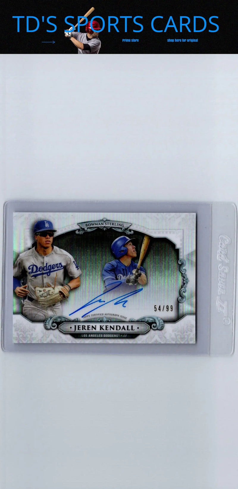 Jeren Kendall autographed baseball card from Bowman Sterling Continuity series
