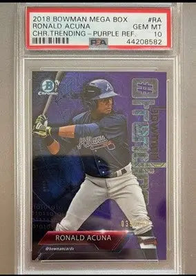 2018 Bowman -Bowman Trending Ronald Acuña Jr #RA Purple Mojo Refractor /250 (RC) - Baseball Card Single