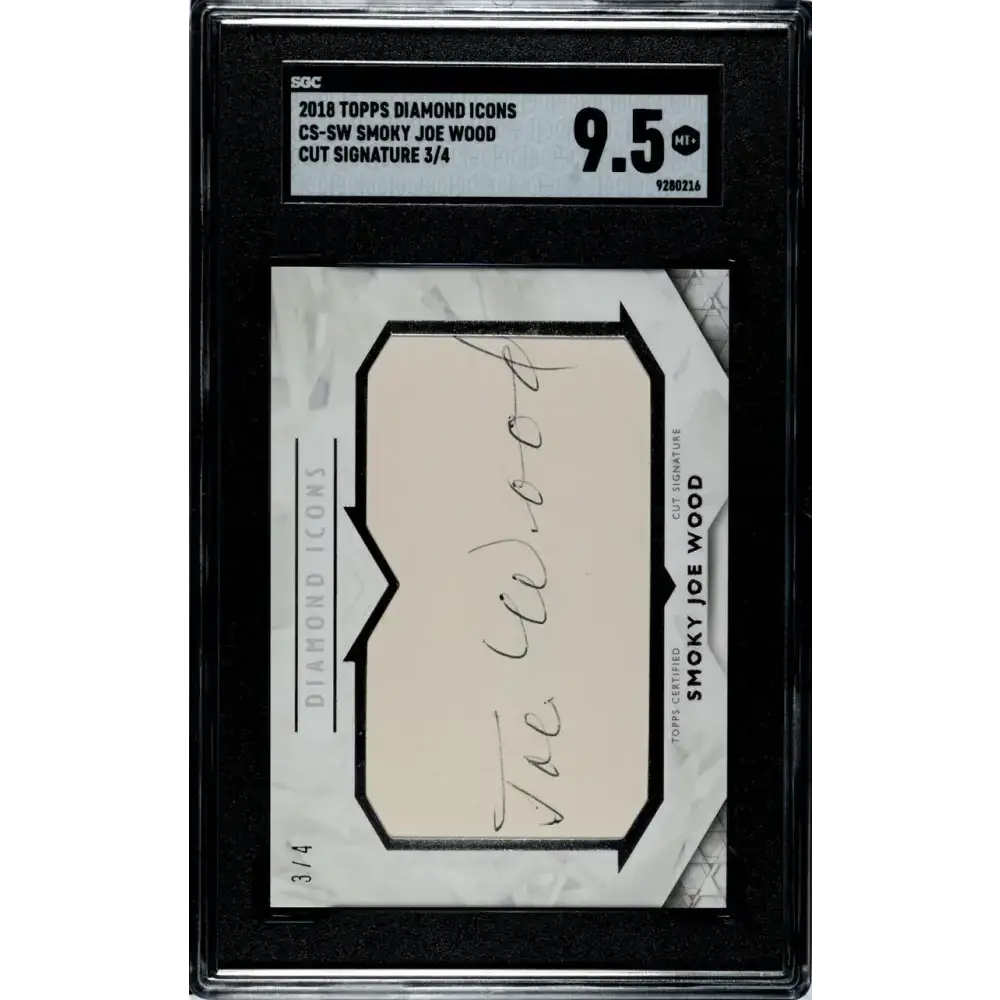 2018 Diamond Icons #CS-SW Smoky Joe Wood SGC 9.5 MINT+ Auto 3/4 Boston Red Sox Baseball Card - Baseball Card Single