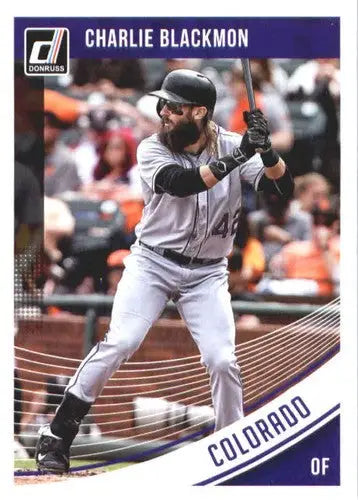 Baseball trading card of Charlie Blackmon with original gloss from 2018 Donruss Rockies