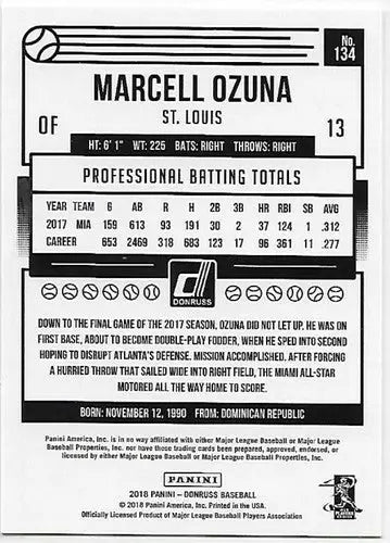 2018 Donruss #134 Marcell Ozuna NM-MT Cardinals - Baseball Card Single