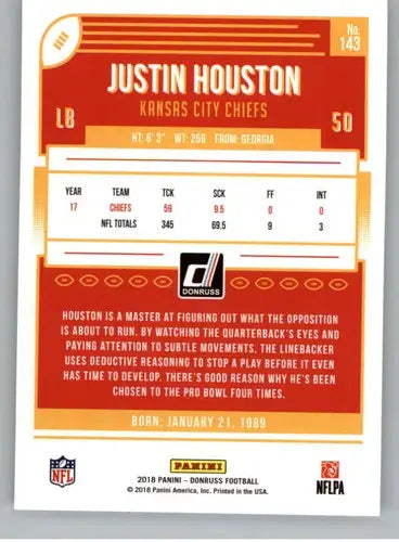 2018 Donruss #143 Justin Houston NM-MT Chiefs - Football Card Single