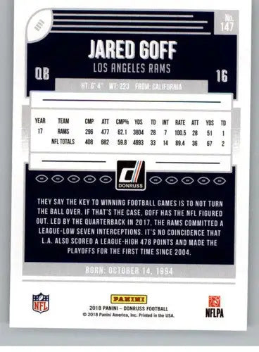 2018 Donruss #147 Jared Goff NM-MT LA Rams - Football Card Single
