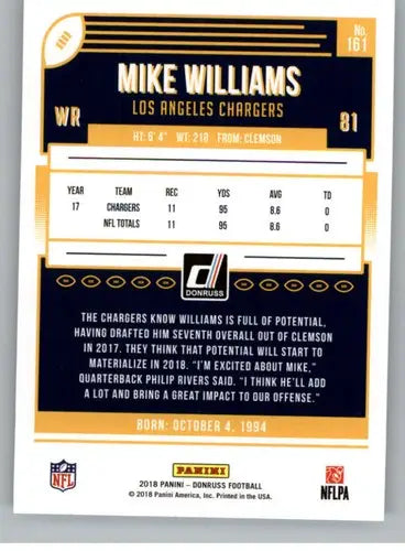 2018 Donruss #161 Mike Williams NM-MT - Football Card Single