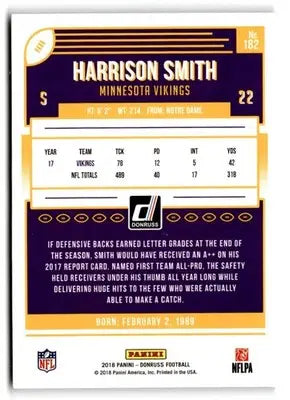 2018 Donruss #182 Harrison Smith - Football Card Single