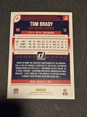 2018 Donruss #183 Tom Brady - Football Card Single