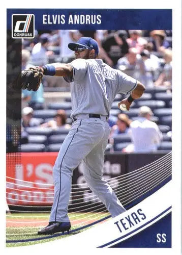 Original gloss Elvis Andrus NM-MT baseball card from 2018 Donruss #185 Rangers