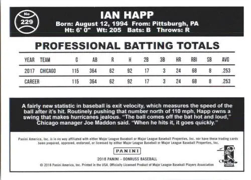 2018 Donruss #229 Ian Happ NM-MT Cubs Retro 1984 - Baseball Card Single