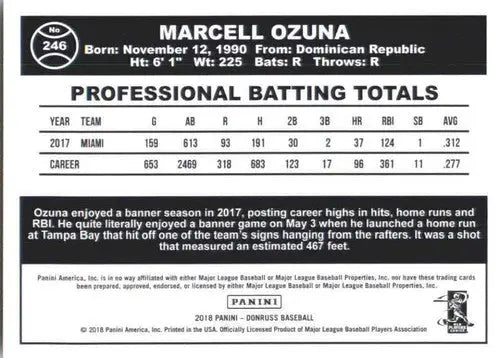 2018 Donruss #246 Marcell Ozuna NM-MT Cardinals Retro 1984 - Baseball Card Single