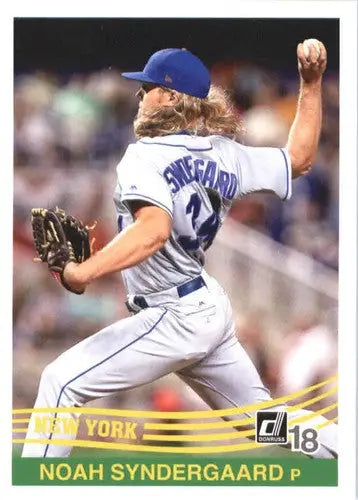 Original gloss baseball card featuring Noah Syndergaard retro pitcher from 2018 Donruss