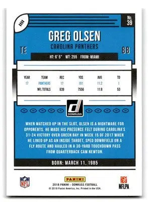 2018 Donruss #39 Greg Olsen - Football Card Single