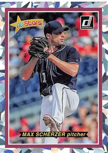 Baseball trading card of Max Scherzer from 2018 Donruss All Stars Crystals series