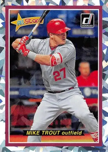 Original gloss Mike Trout baseball card from 2018 Donruss All Stars Crystals series