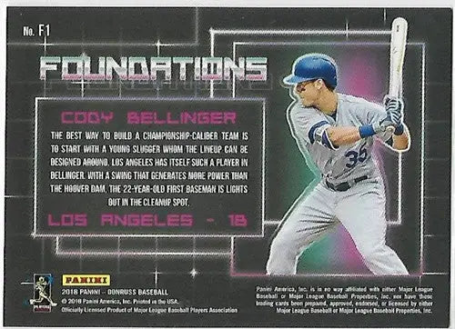 2018 Donruss Foundations Crystals #1 Cody Bellinger NM-MT Dodgers - Baseball Card Single