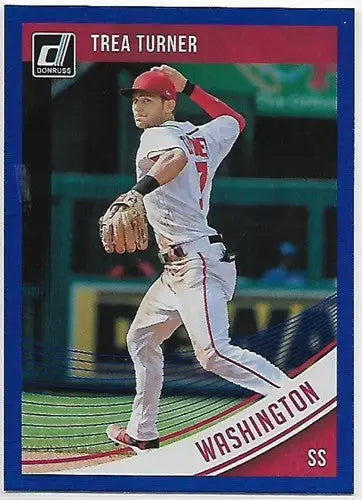 2018 Donruss Holo Blue #196 Trea Turner NM-MT Nationals - Baseball Card Single