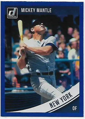 Original gloss 2018 Donruss Holo Blue Mickey Mantle baseball card Yankees