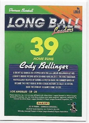2018 Donruss Long Ball Leaders Crystals #6 Cody Bellinger NM-MT Dodgers - Baseball Card Single