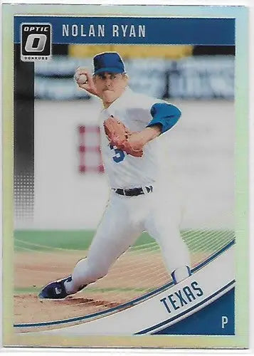 2018 Donruss Optic Holo Nolan Ryan baseball card with original gloss and Rangers team