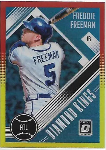 Original gloss Freddie Freeman baseball trading card from 2018 Donruss Optic Red and Yellow series
