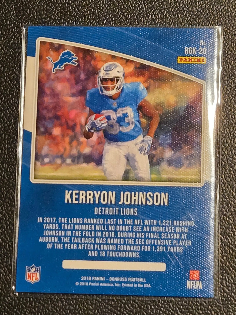 2018 Donruss #RGK-20 Kerryon Johnson Rookie Gridiron Kings Studio Series #/100