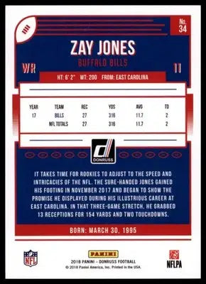 2018 Donruss Zay Jones 34 Buffalo Bills
